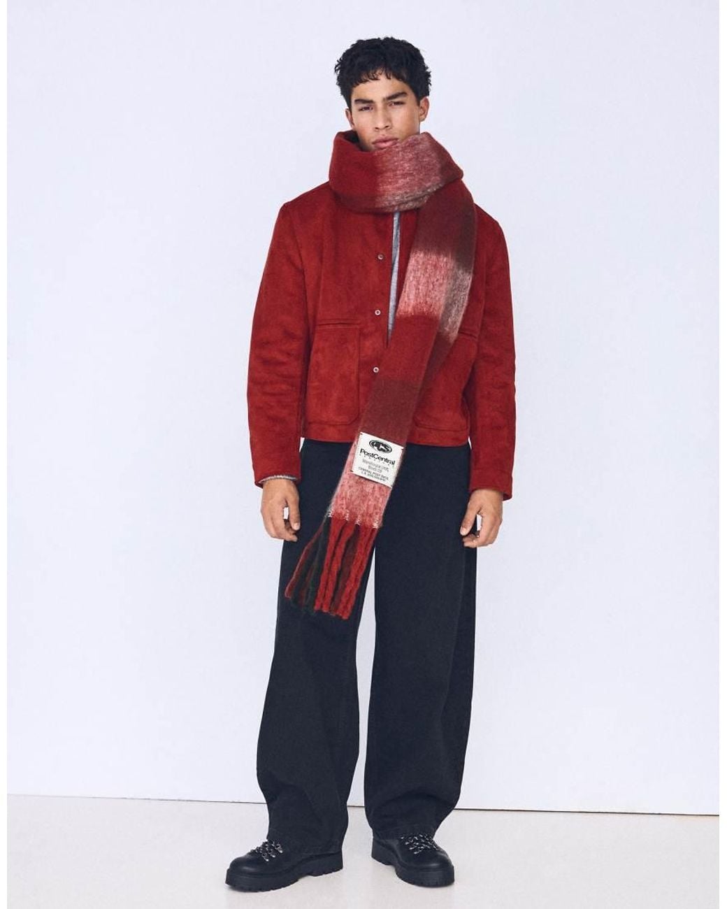 Bershka Red Check Scarf for men