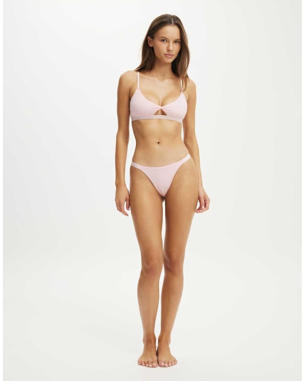 Cotton On Pink Branded Cotton Knot Front Bralette
