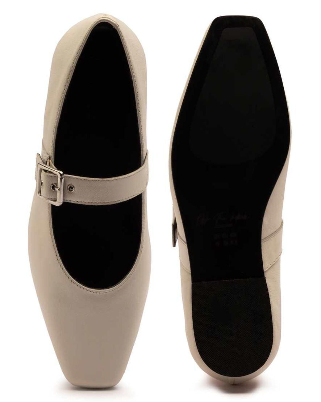 OFF THE HOOK White Cuffley Leather Square Toe Mary Jane Flats