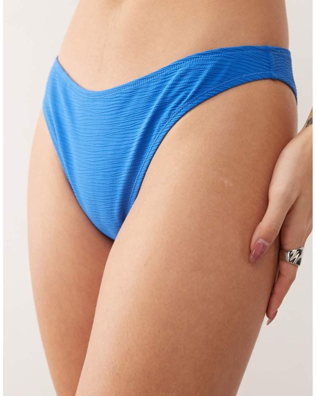 Weekday Blue Crinkle Brazilian Bikini Bottom