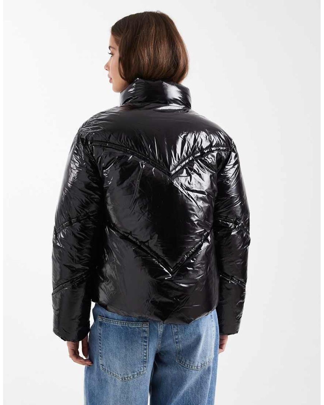 Mango Black Teen High Shine Puffer Coat