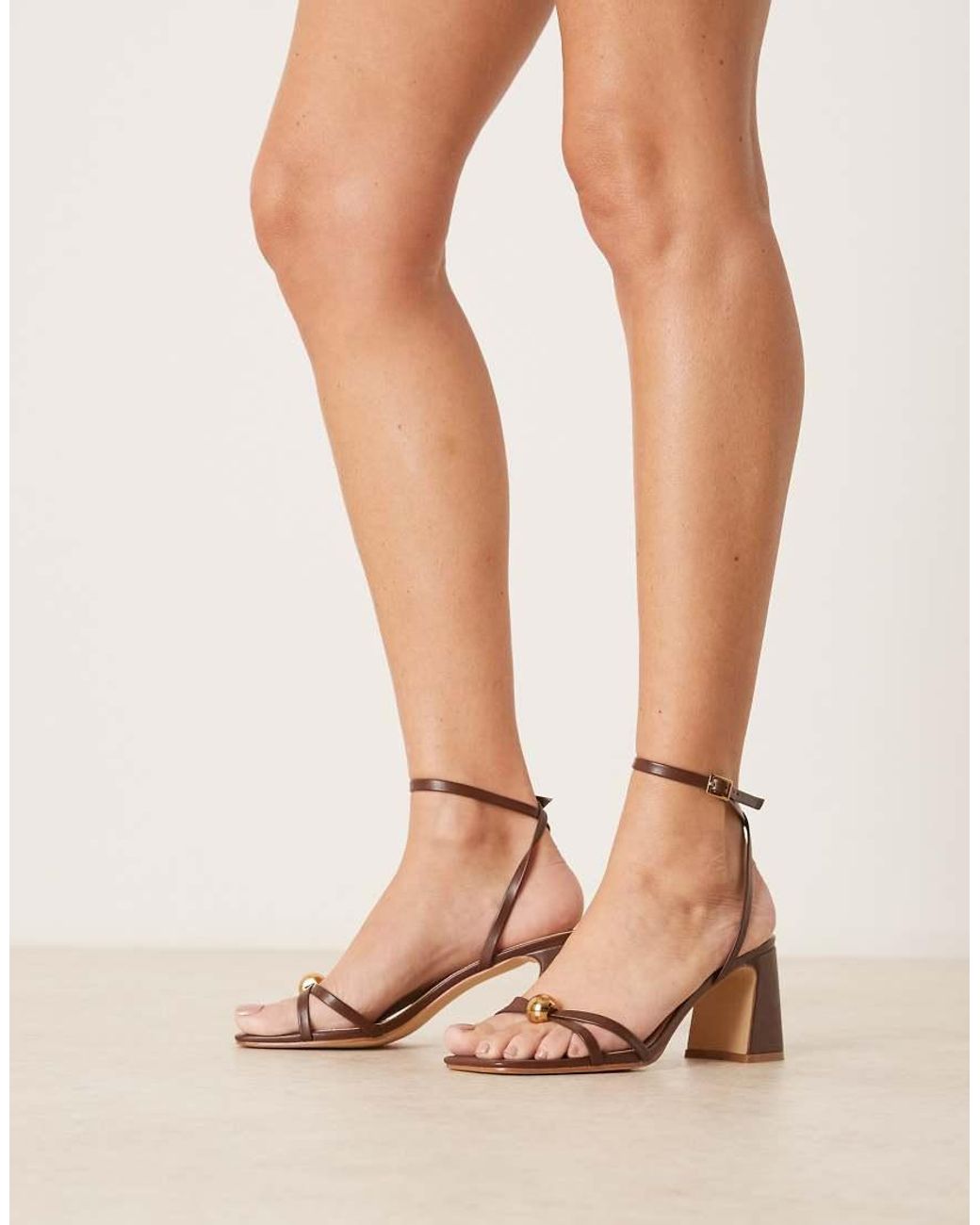 Raid Natural Devena Block Heel Sandals With Gold Detailing