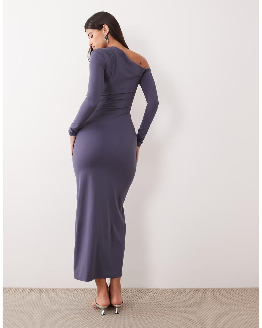The Frolic Blue Exclusive Jersey Supersoft Off Shoulder Maxi Dress