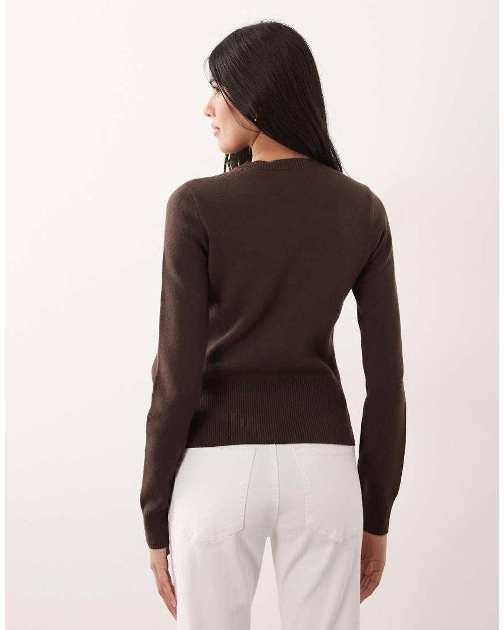 Threadbare Brown Crew Neck Cardigan With Cinched Waist