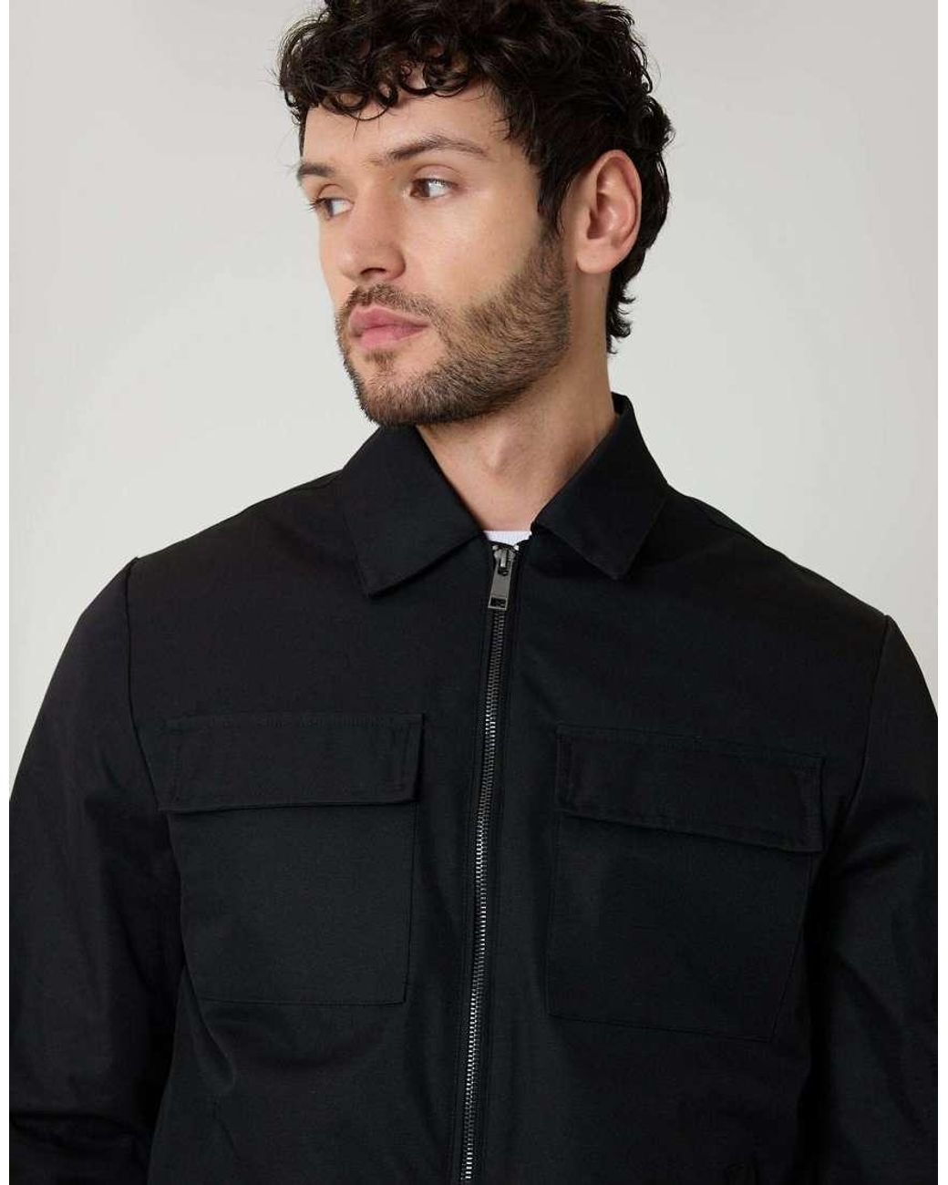 Threadbare Black Showerproof Lightweight Zip Up Jacket for men