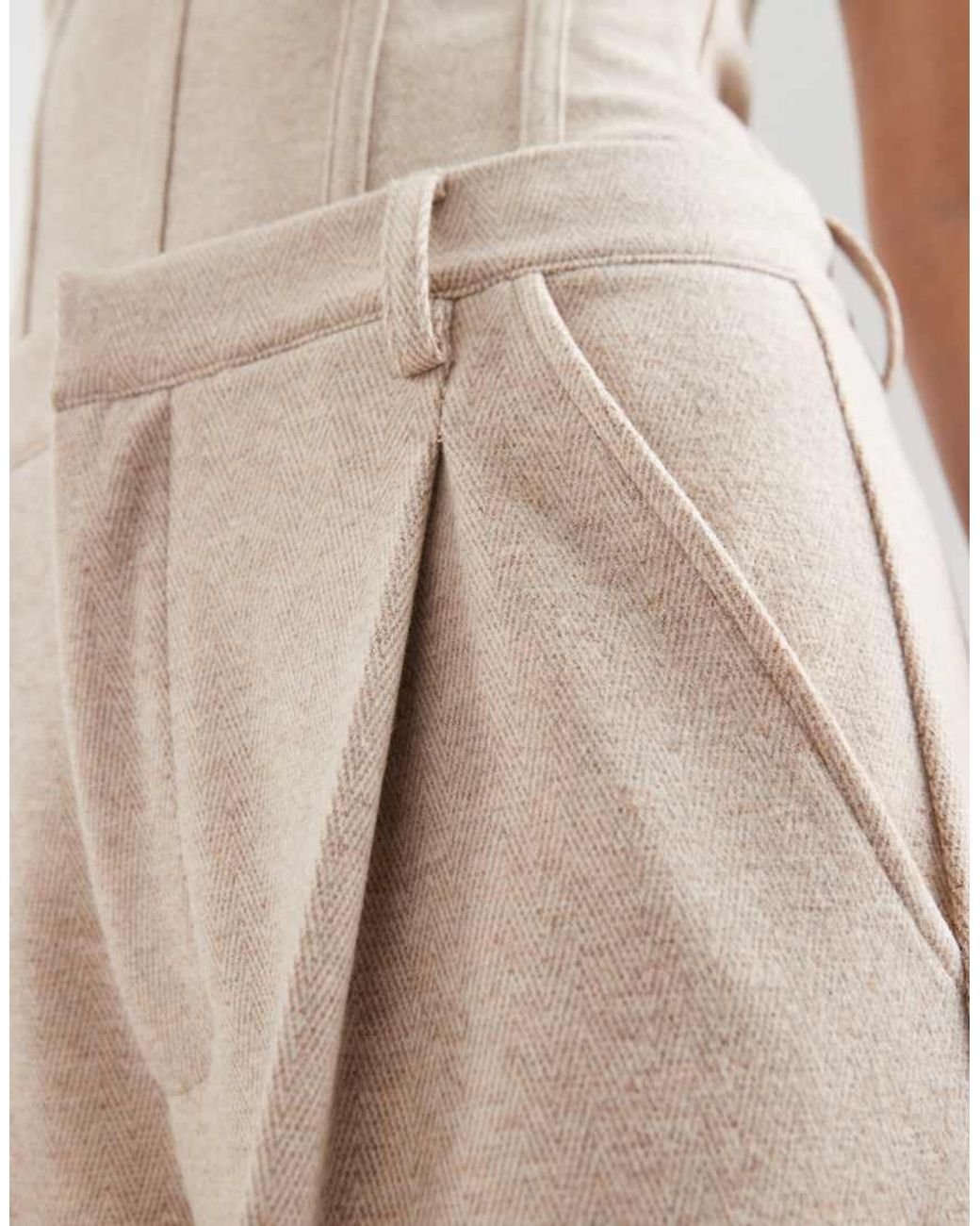 ASOS Gray Co-Ord Herringbone Brushed Wide Leg Trouser
