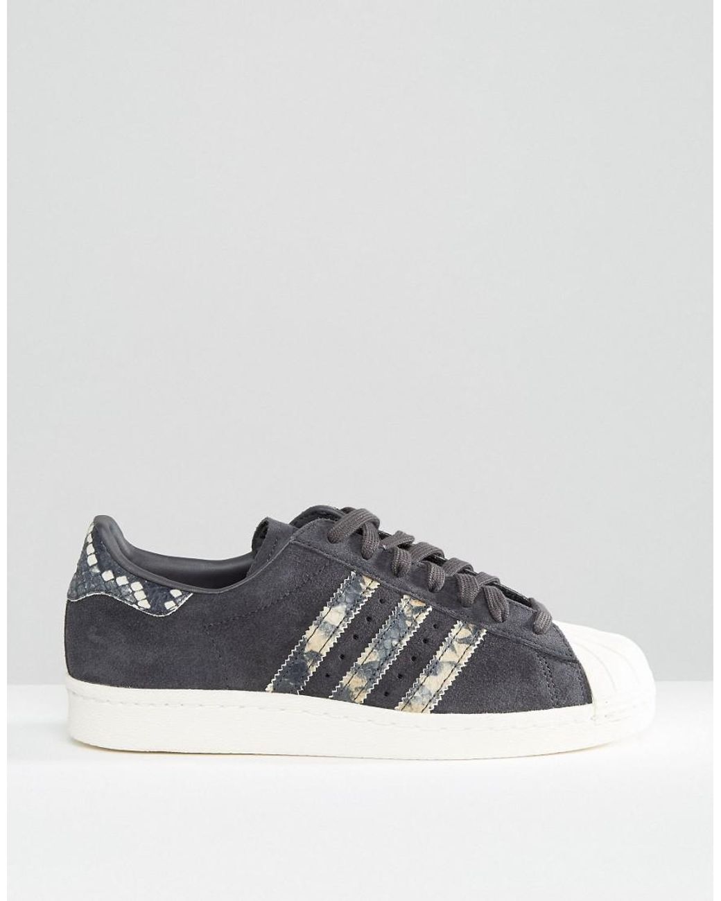 adidas Leather Superstar Suede And Snakeskin Sneakers in Black | Lyst