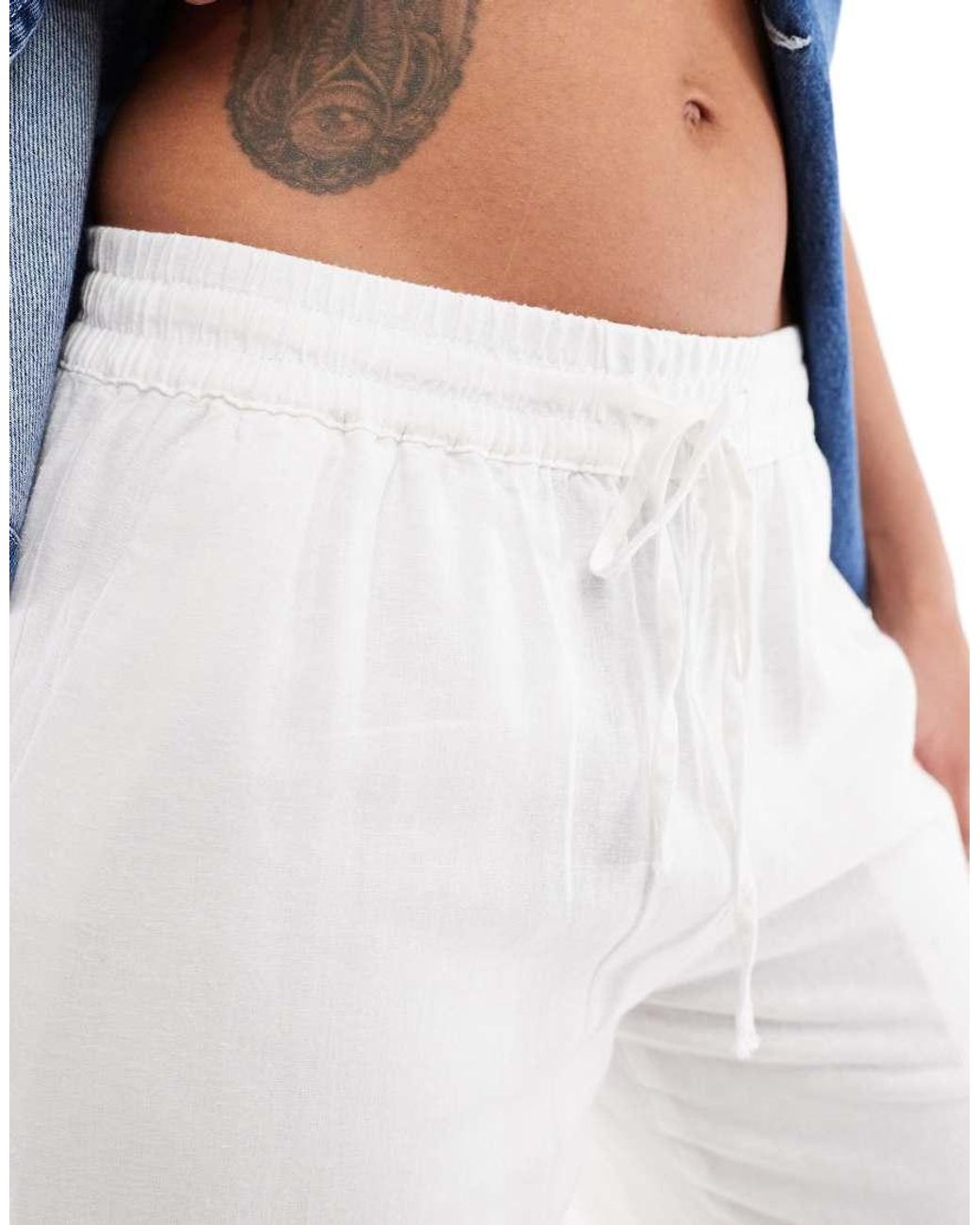 Cotton On White Haven Wide Leg Linen Look Pant