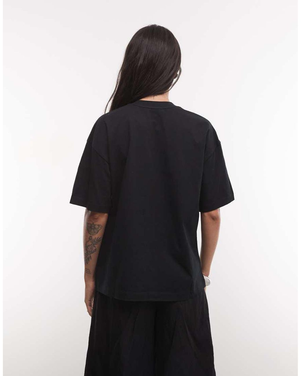 AllSaints Black Linx Etta Short Sleeve Boxy T-Shirt With Embellished Graphic Logo