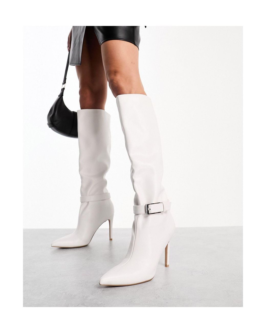 Simmi London Wide Fit Tyrese over the knee toe cap heeled boots in black |  ASOS