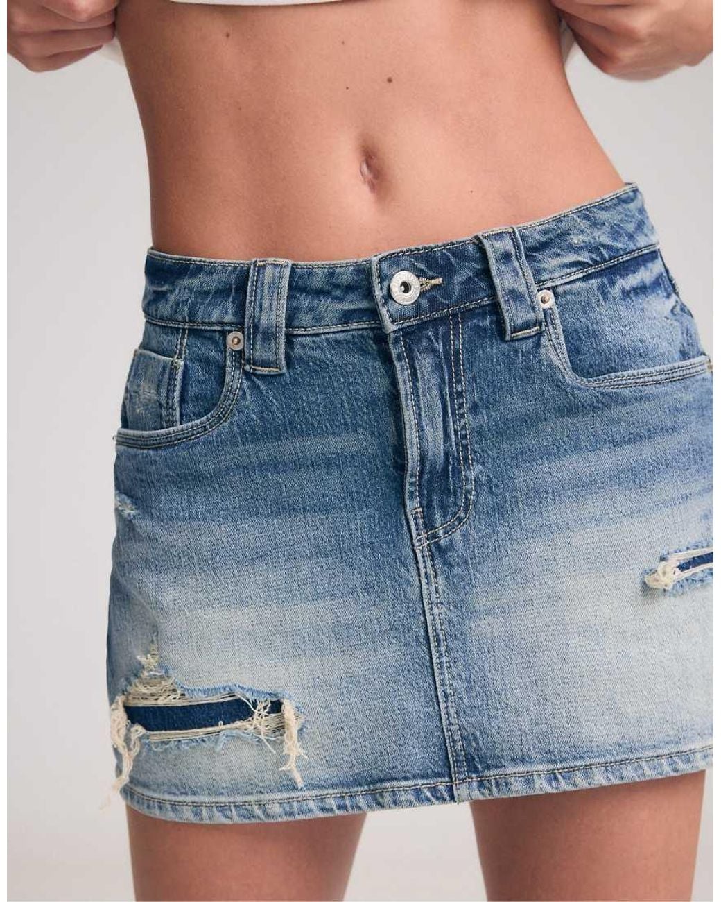 Stradivarius Blue D62 Denim Skort