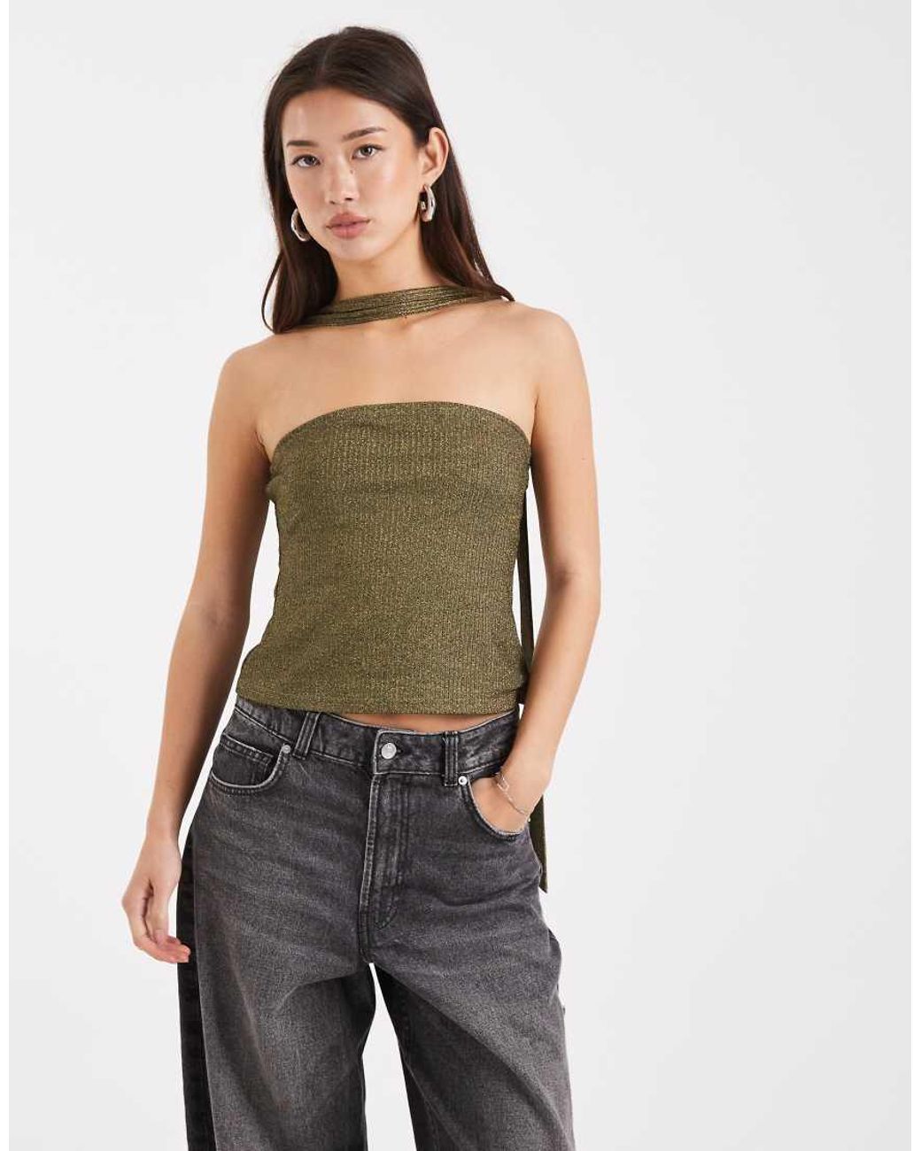 Miss Selfridge Multicolor Metallic Bandeau Scarf Top