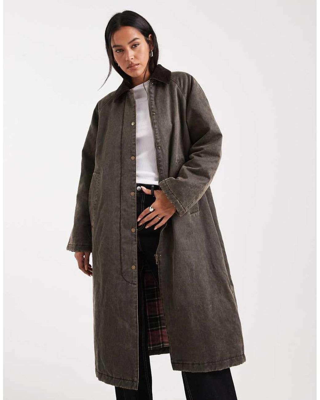 ONLY White Longline Padded Barn Jacket