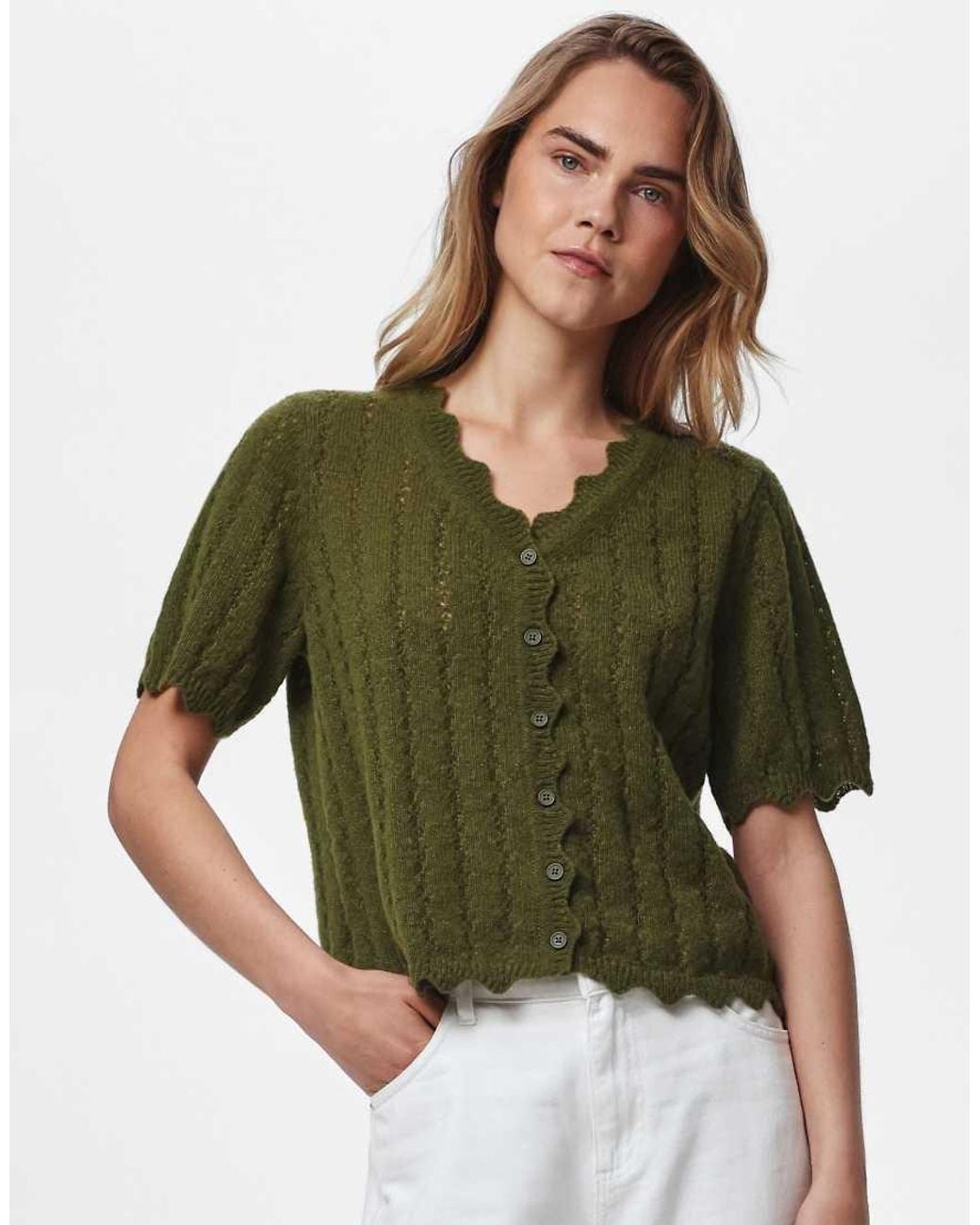 Pieces Green Knitted Cardigan