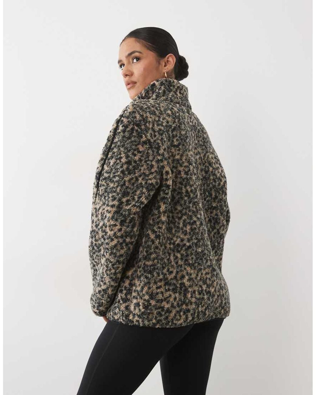 Sweaty Betty Gray Plush Fleece Contrast Zip Up Jacket