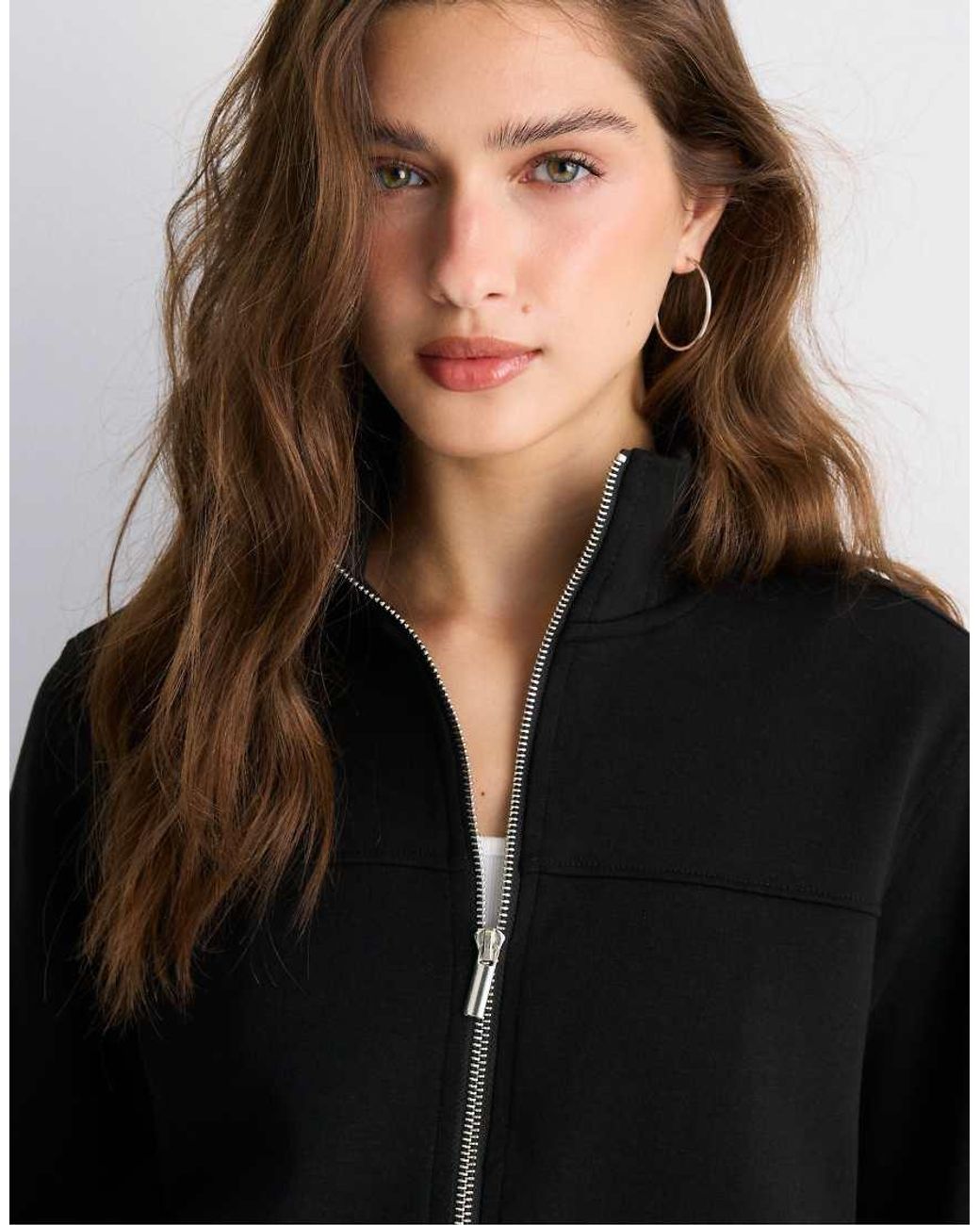 Stradivarius Blue B09 Cropped High-Neck Zip-Up Sweatshirt