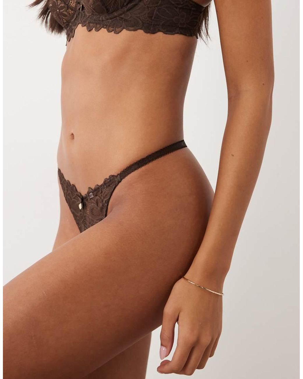 Boux Avenue Brown Heidi Lace Thong