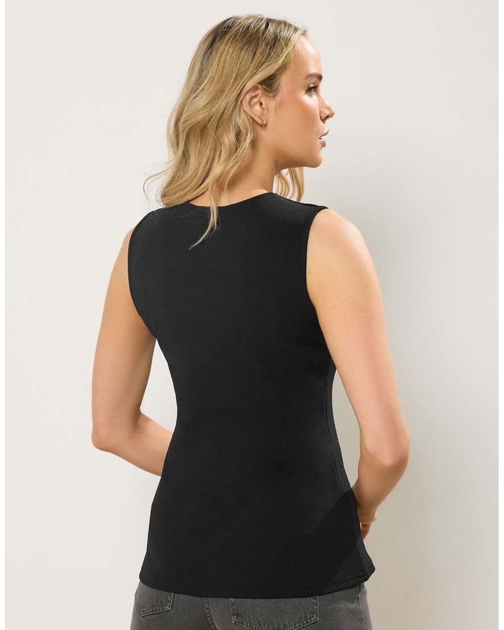 Long Tall Sally Black Textured Button Waistcoat