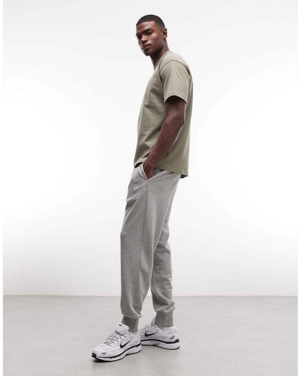 Nike White Club French Terry Cuffed Joggers for men