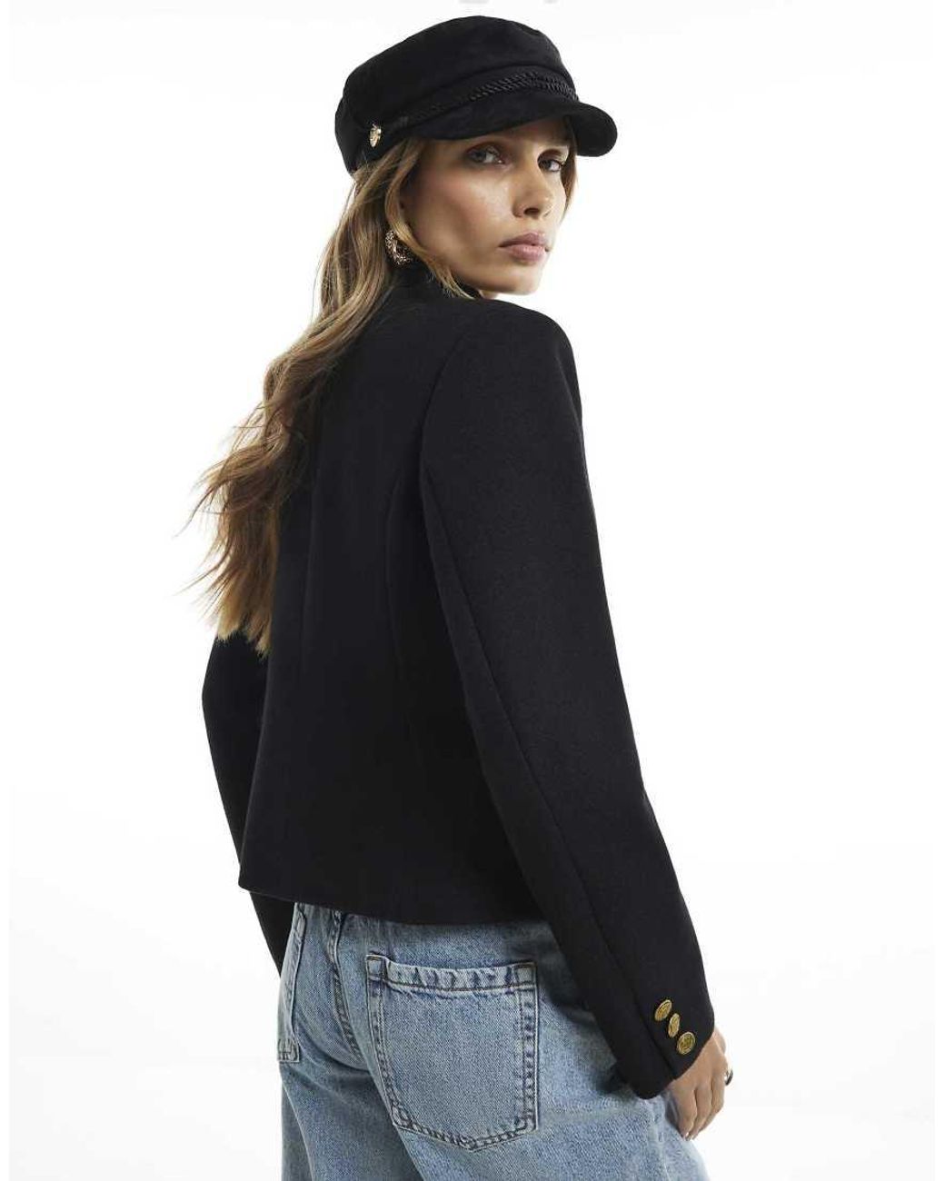 River Island Black Button Drummer Jacket