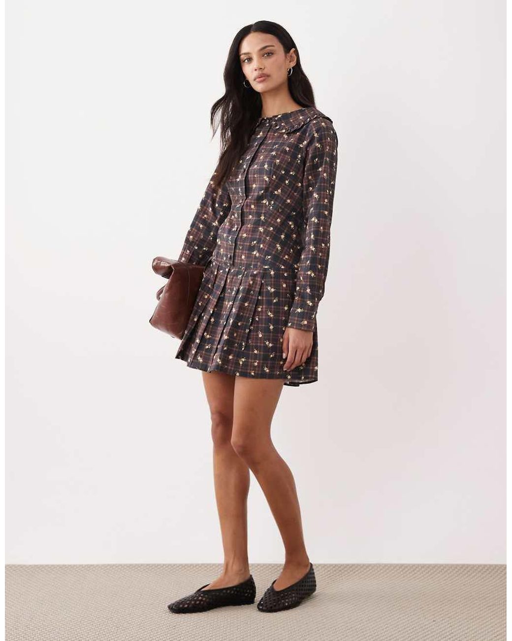 Miss Selfridge Multicolor Drop Waist Shirt Dress
