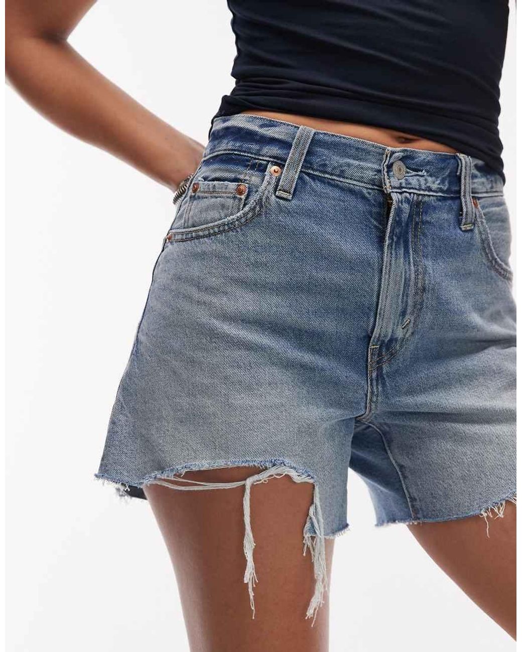 Levi's Blue Ribcage Denim Shorts