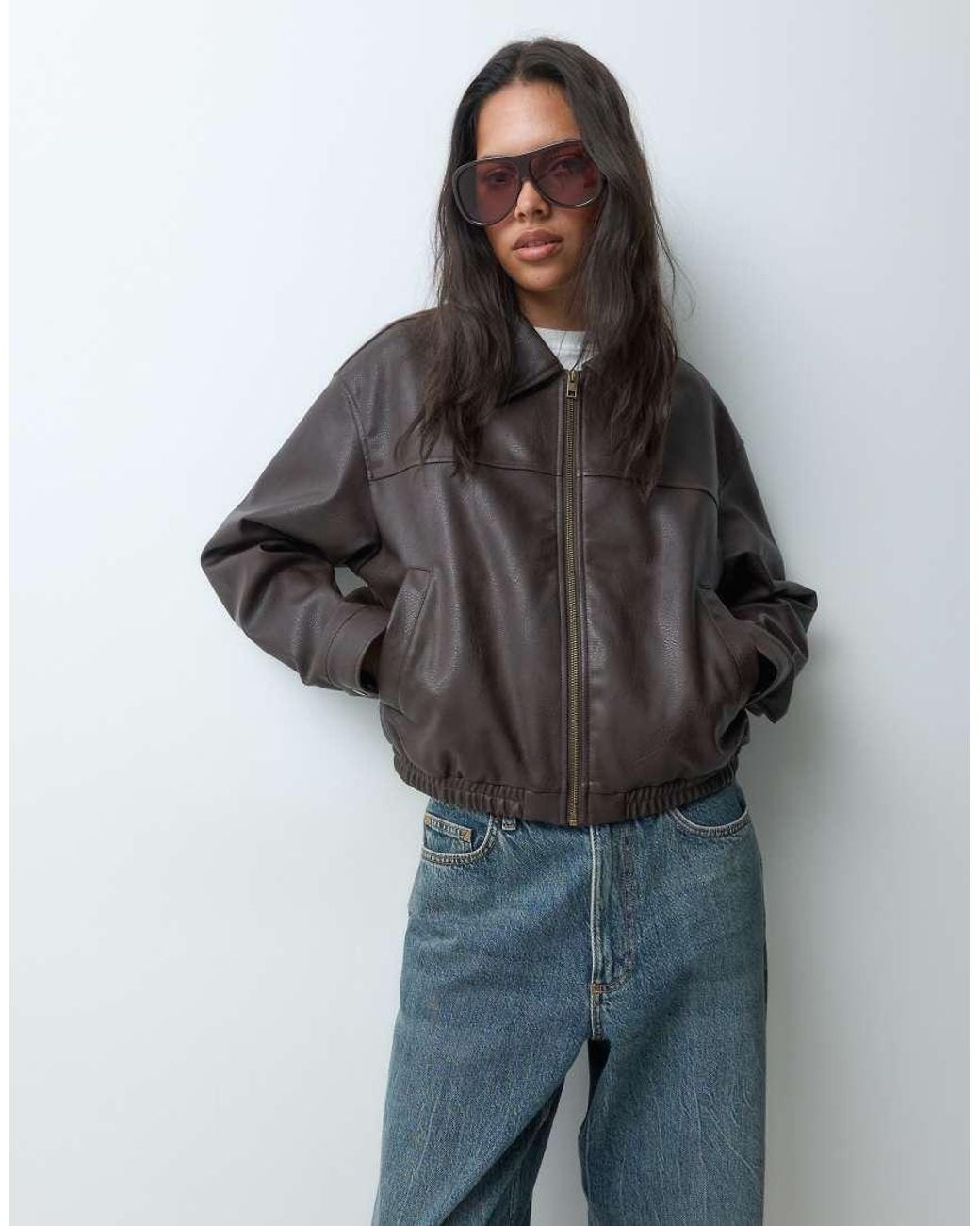 JJXX Black Faux Leather Bomber Jacket
