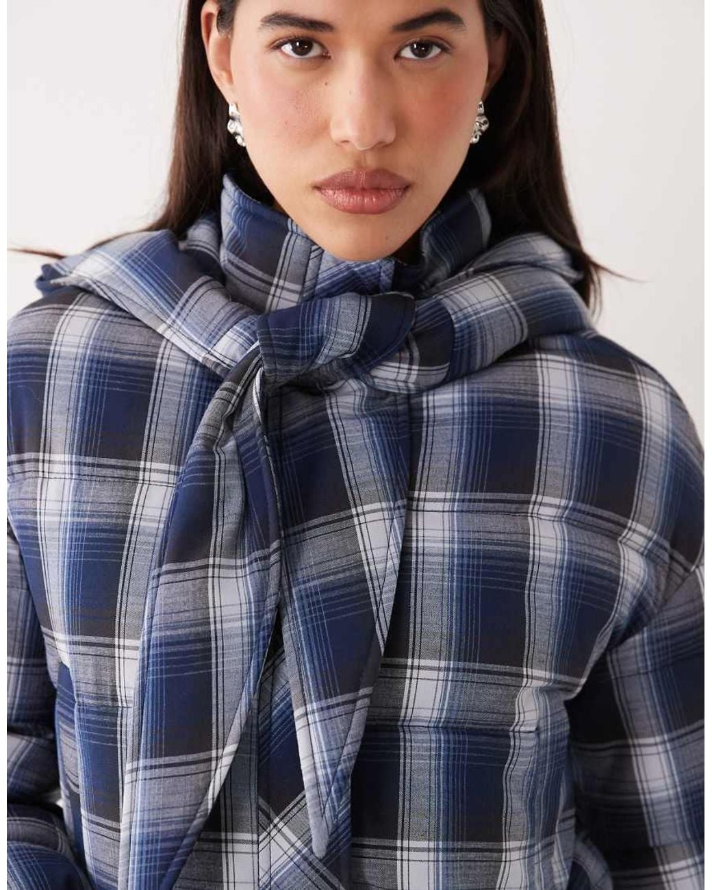 The Frolic Blue Exclusive Tie Front Detail Hooded Puffer Jacket