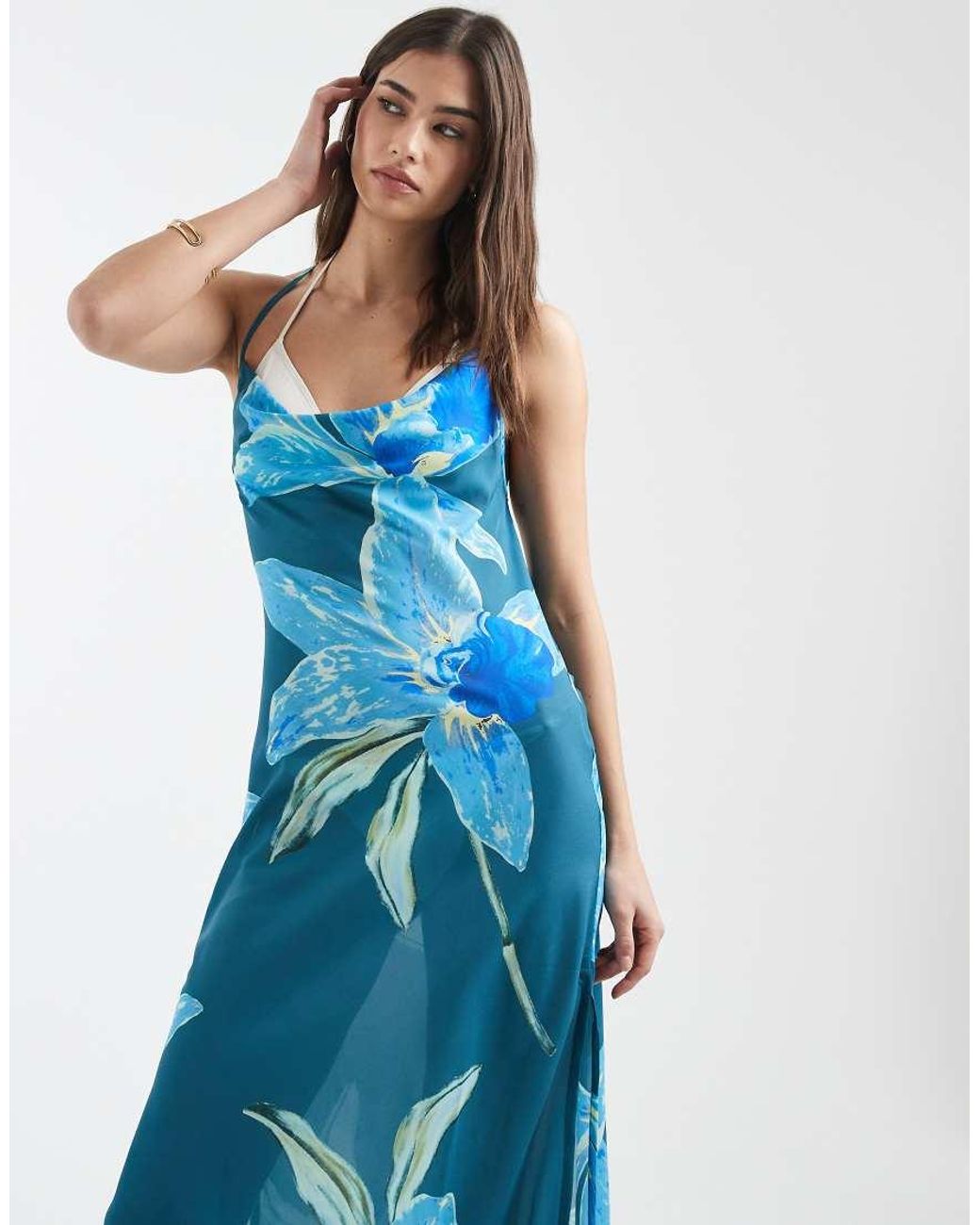 Aray Blue Sheer Maxi Beach Dress