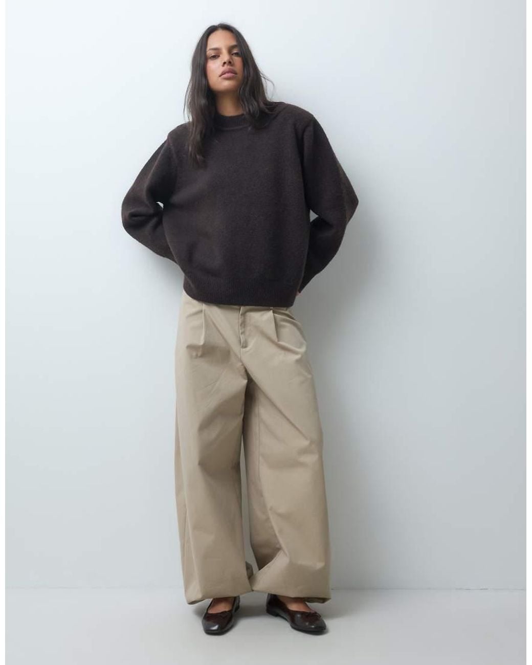 ASOS Black Drop Shoulder Pad Longline Sweater