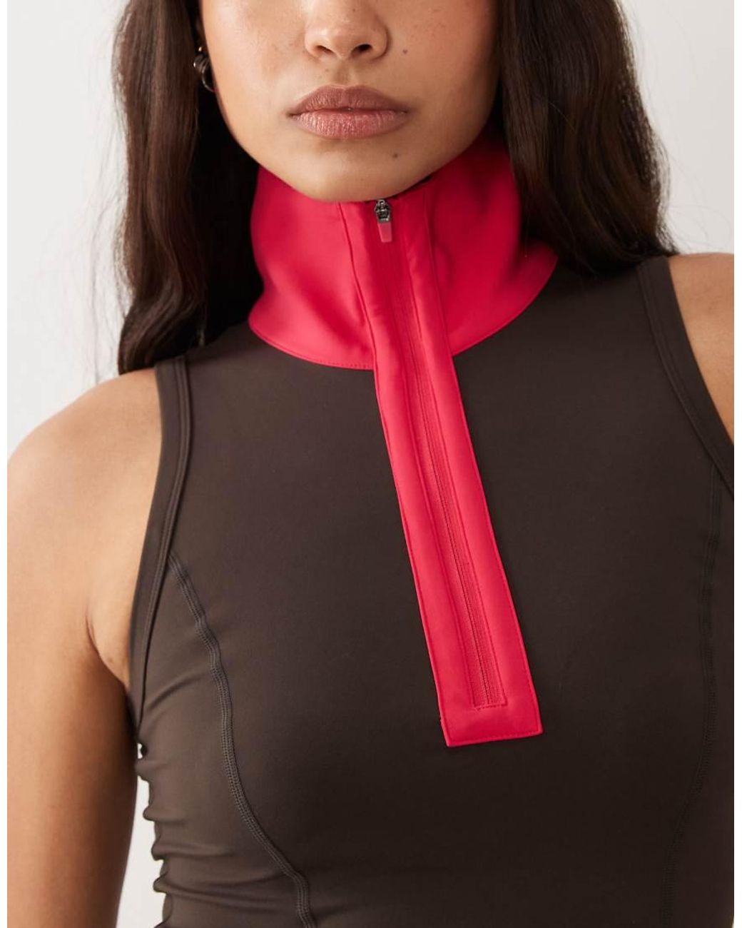 BO+TEE Red Bo+tee Soft Active Quarter Zip Top With Contrast Collar