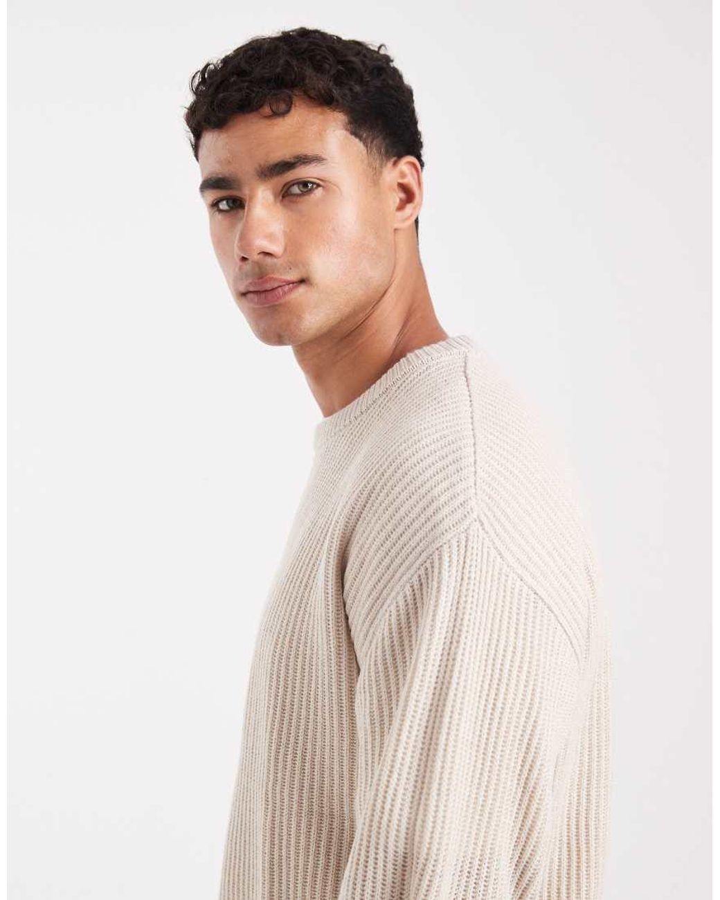 JJ Rebel Natural Oversized Textured Jumper for men