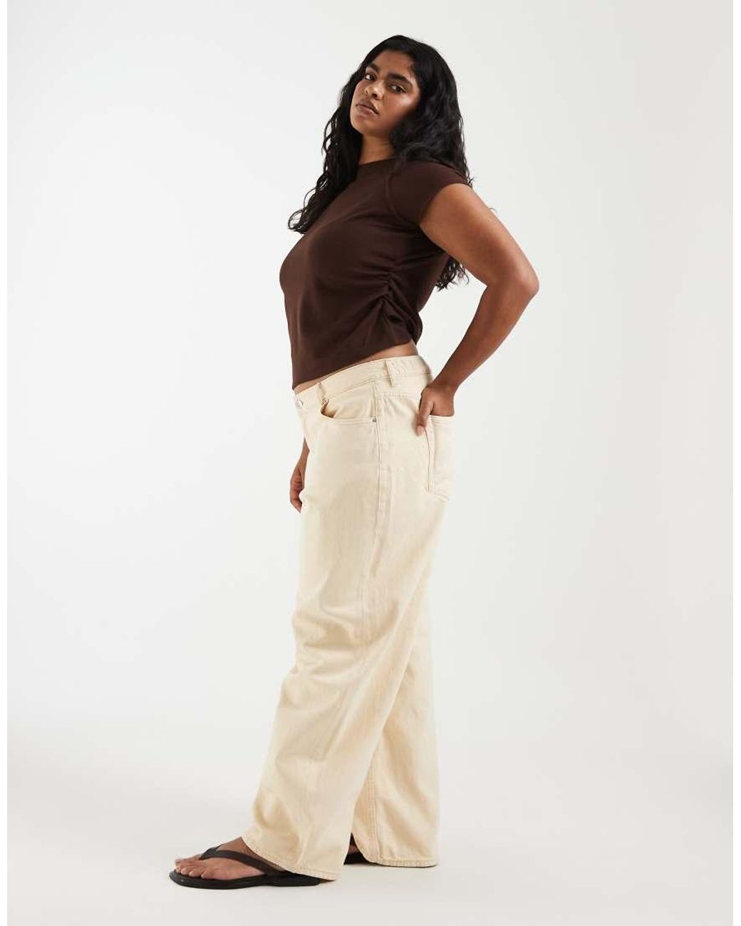 Pieces Plus Brown Pieces Curve Barrel Jean