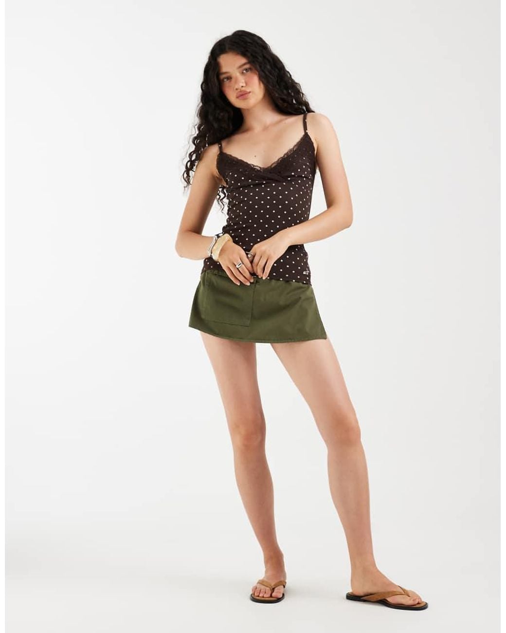 Hollister Brown Lace Trim Cami