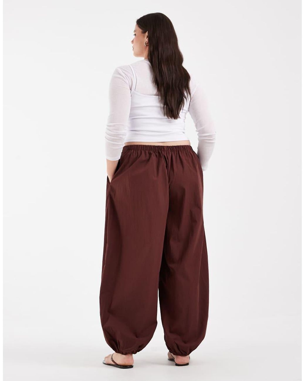 ASOS Purple Asos Design Curve Cotton Nylon Blend Pull On Balloon Trousers