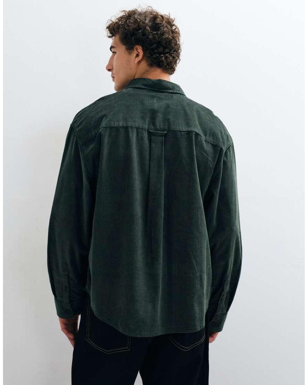 ASOS Green Cord Oversized Shirt for men