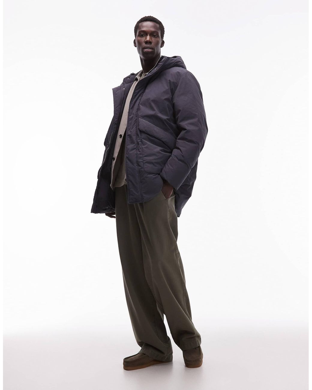 ARKET Blue Minimal Down Hooded Padded Jacket for men