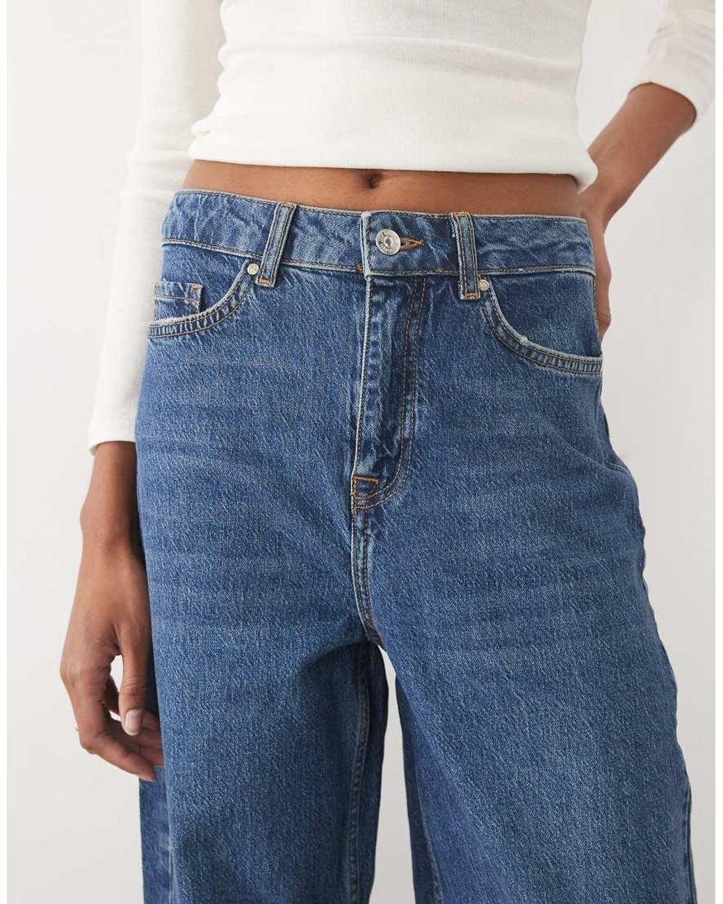 JDY Tall Blue High Waist Barrel Jeans