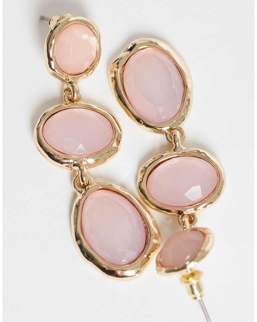 Accessorize Natural Triple Pink Gem Drop Earrings