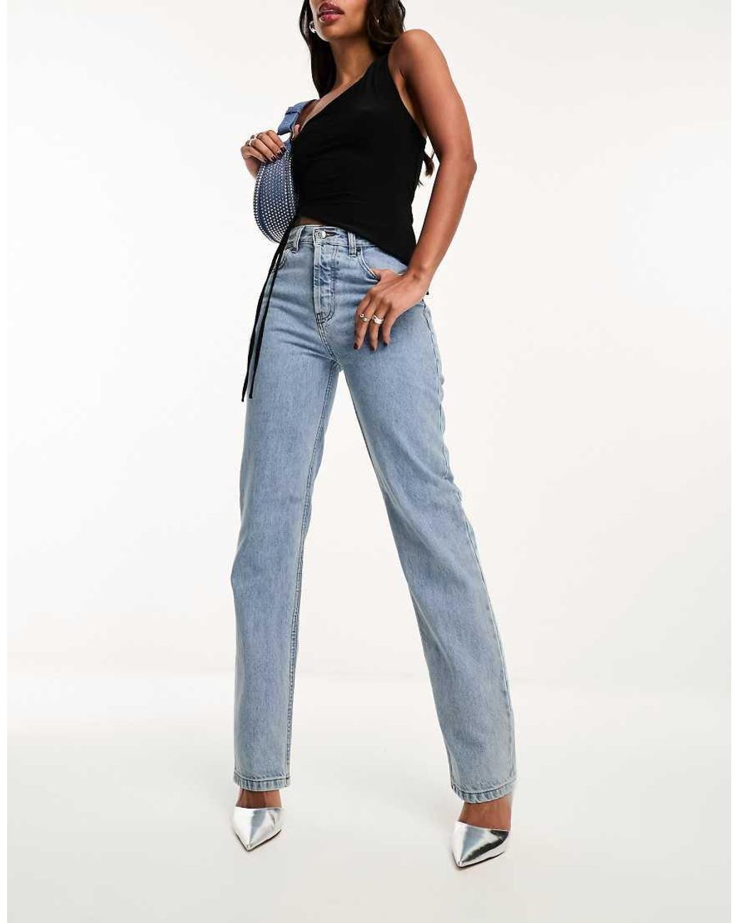 ASOS Blue Mid Rise Straight Jeans