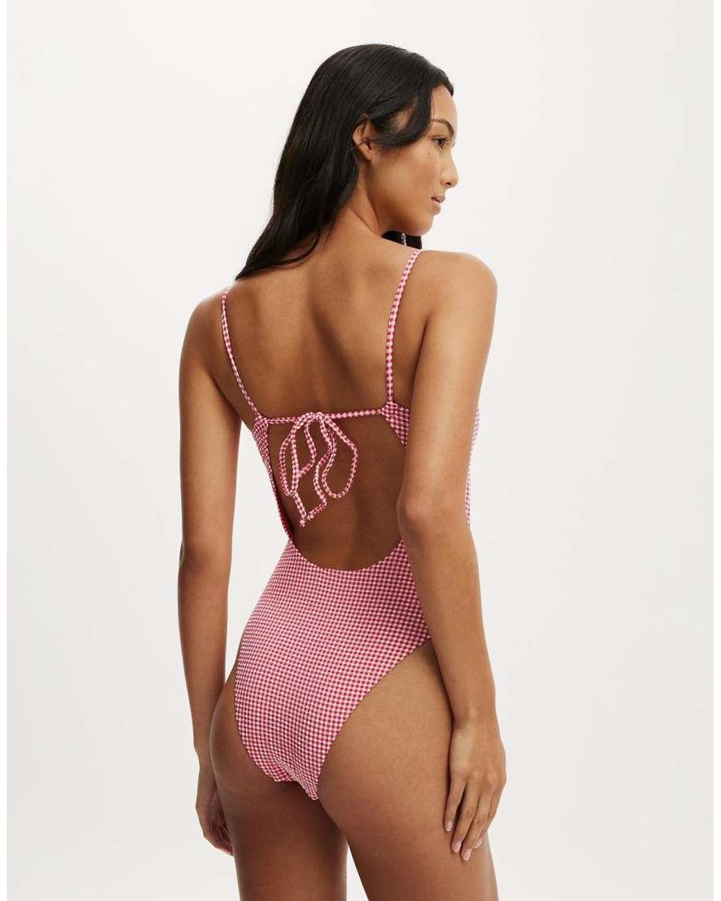 Cotton On Pink Tie Back Strappy One Piece Brazilian