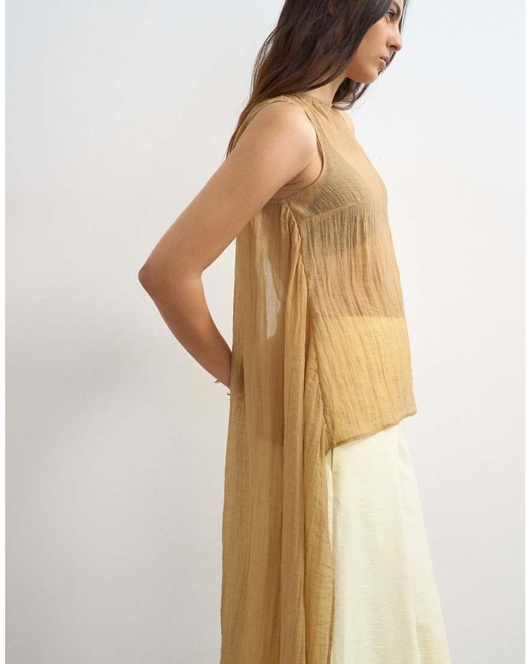 TOPSHOP Natural Sheer Cape Detail Top