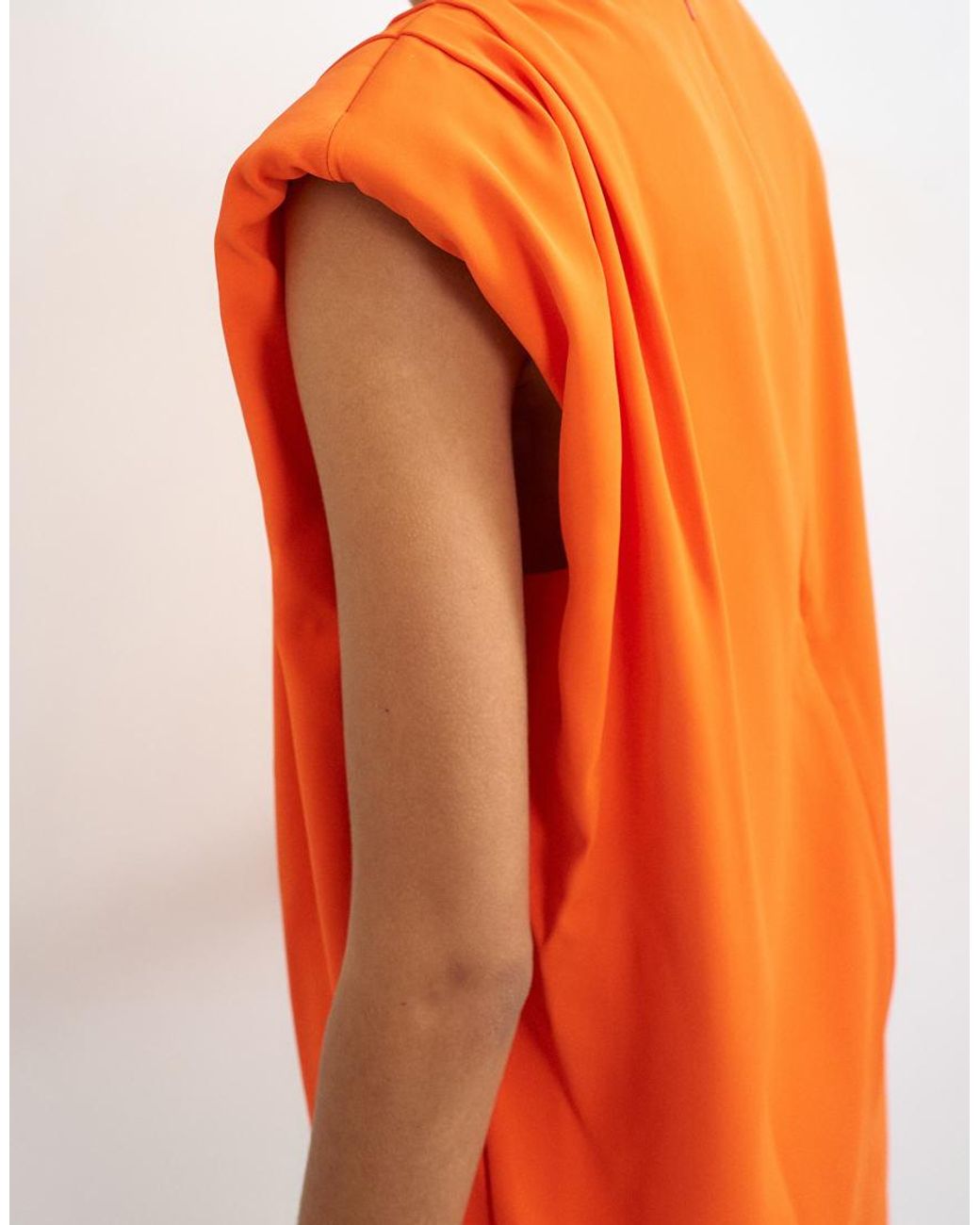 TOPSHOP Orange Clean Structured Shoulder Pad Mini Dress