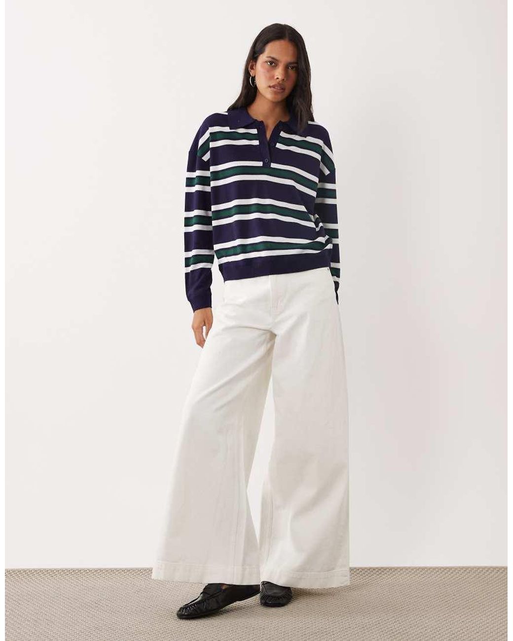 Brave Soul Blue Knitted Polo Top