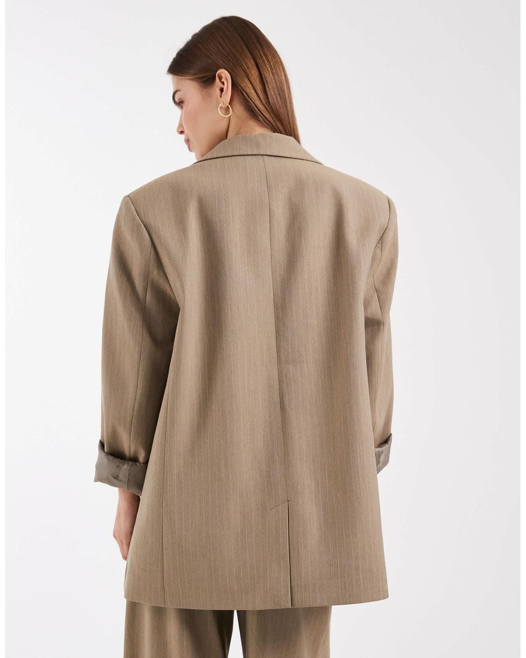ASOS Oversized Strong Shoulder Blazer in Natural | Lyst