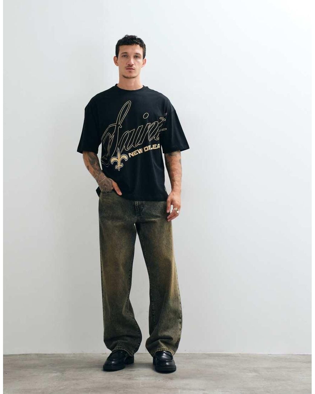 ASOS Blue Oversized T-Shirt With Nfl New Orleans Saints Print for men