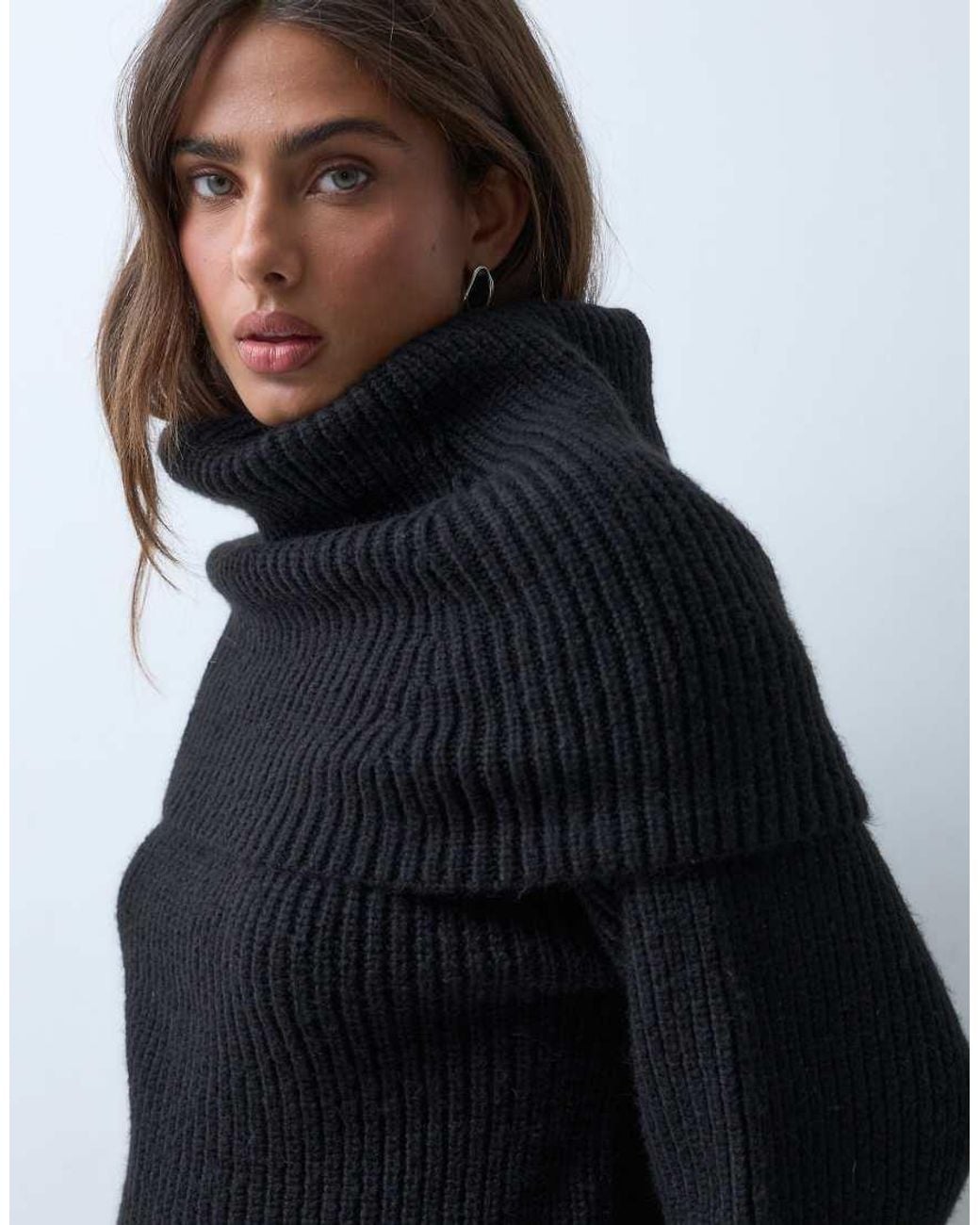 ASOS Blue Knitted Extreme Slouchy Hood Jumper
