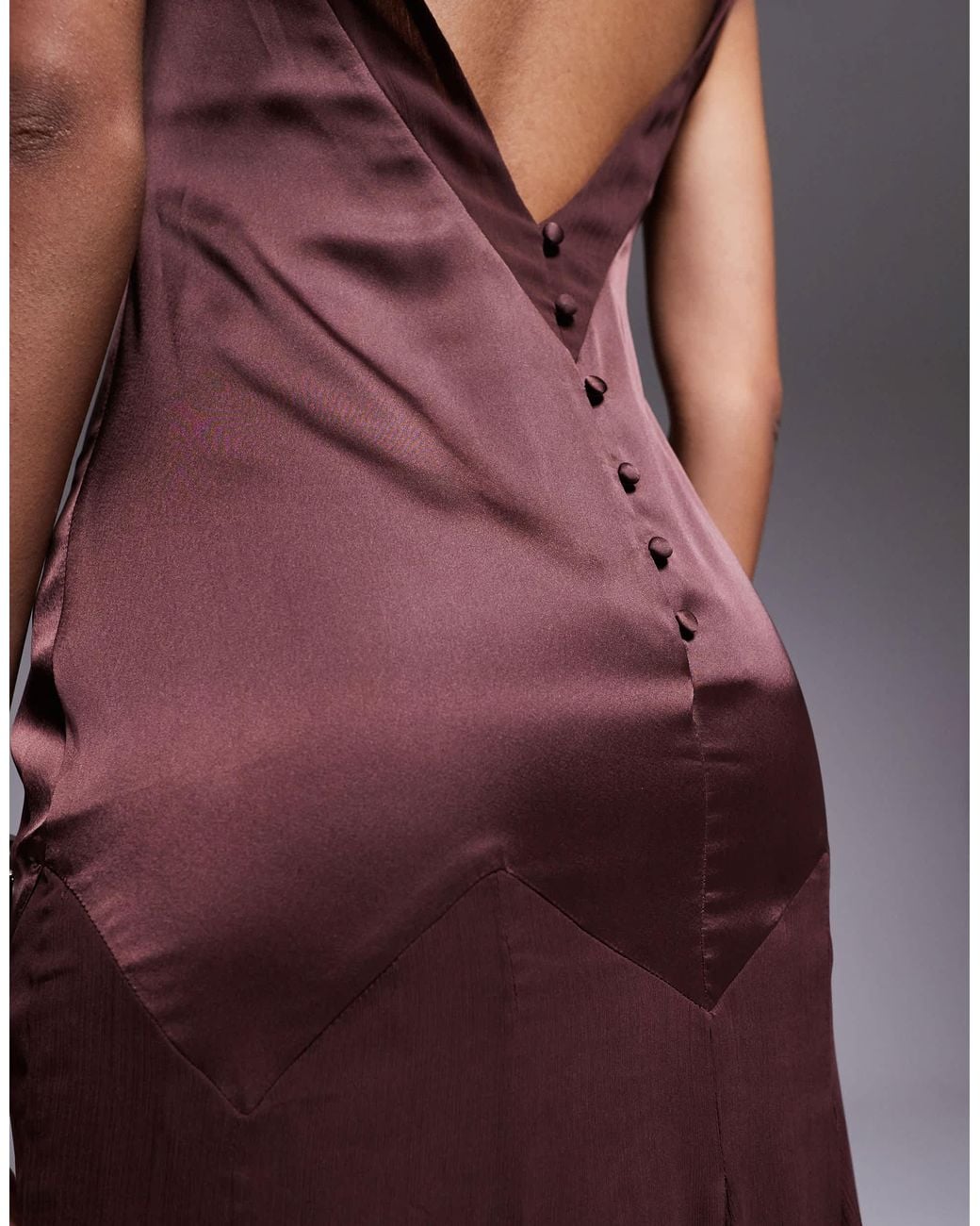 ASOS Purple Dropped Waist Satin And Chiffon Mix Maxi Dress With Full Godet Skirt