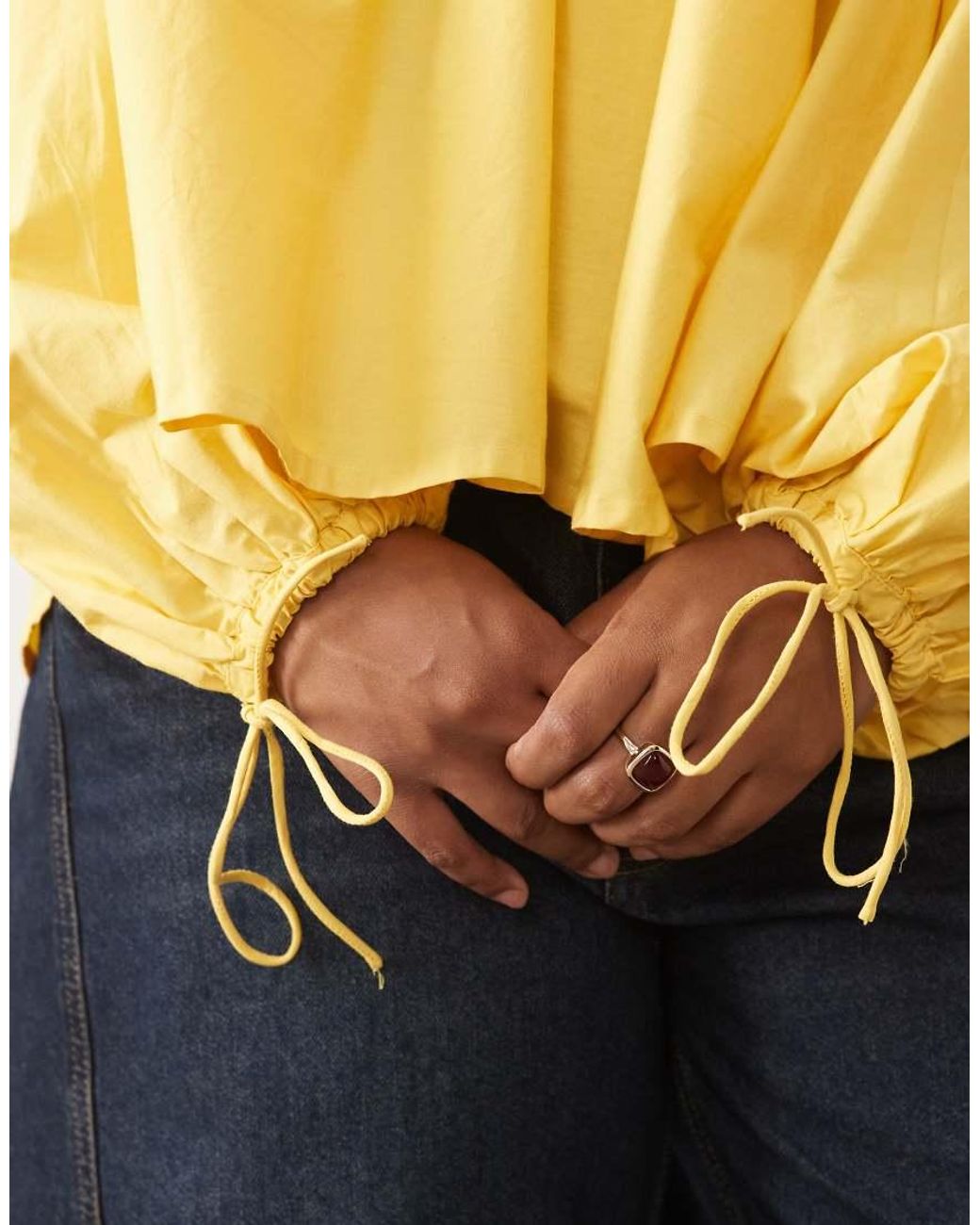 ASOS Yellow Asos Design Curve Ruched Detail Long Sleeve Top