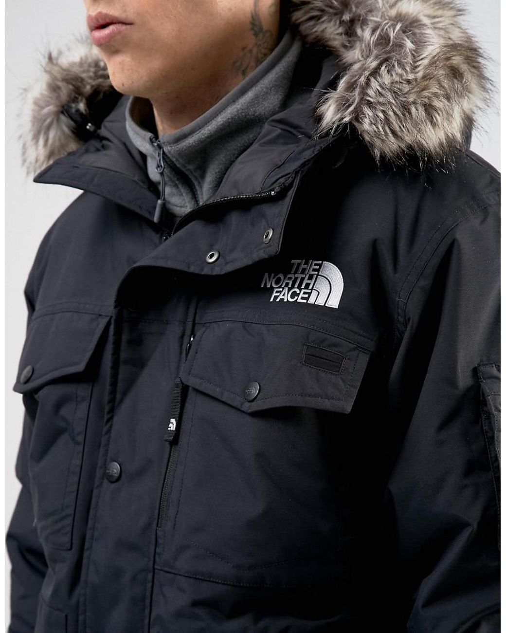 The North Face Gotham Bomber Jacket With Detachable Faux Fur Hood In Black  for Men | Lyst UK